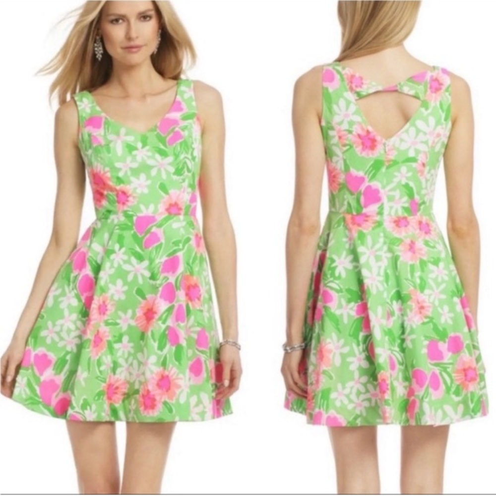 Lilly Pulitzer Green and Pink Floral Dress